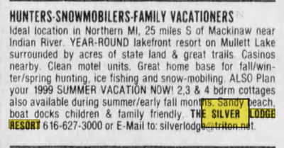 Silver Lodge Resort - Oct 1998 Ad (newer photo)